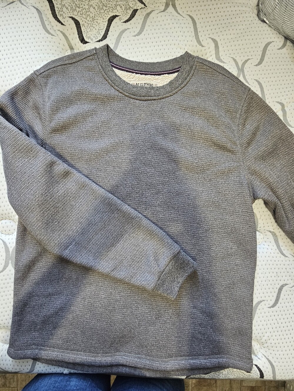 Heritage Grey Crewneck Sweatshirt with Burgundy Trim